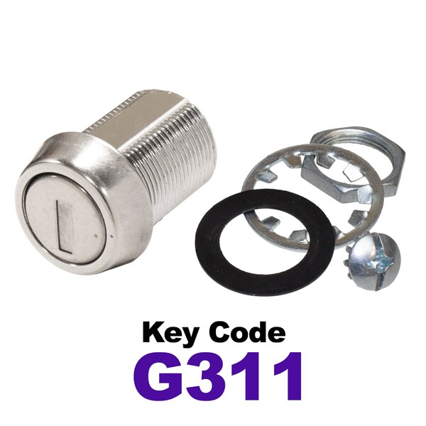 Global RV SS Compartment Lock, Cam/Blade Style, 7/8in Threaded Barrel, Blades not Included, Keyed to G311 CLB-311-78-SS - main